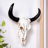Maxbell Animal Figurine Simulation Horn Cow Skull Wall Sculpture for Living Room