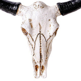 Maxbell Animal Figurine Simulation Horn Cow Skull Wall Sculpture for Living Room