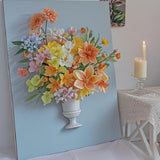 Maxbell Oil Painting Half Vase Easy to Install Rustic Unique Oil Painting Decoration Style B