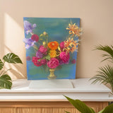 Maxbell Oil Painting Half Vase Easy to Install Rustic Unique Oil Painting Decoration Style D