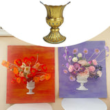 Maxbell Oil Painting Half Vase Easy to Install Rustic Unique Oil Painting Decoration Style D