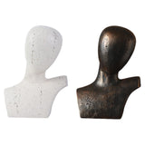 Maxbell Abstract Human Figurine Bust Sculpture Collectible Desktop Head Resin Statue White