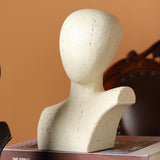 Maxbell Abstract Human Figurine Bust Sculpture Collectible Desktop Head Resin Statue White