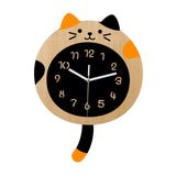 Maxbell Animal Wall Clock with Tail Decorative Clock for Kitchen Classroom Kids Room Wood Grain