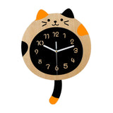 Maxbell Animal Wall Clock with Tail Decorative Clock for Kitchen Classroom Kids Room Wood Grain
