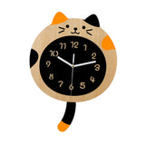 Maxbell Animal Wall Clock with Tail Decorative Clock for Kitchen Classroom Kids Room Wood Grain