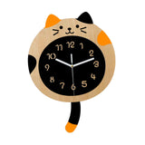 Maxbell Animal Wall Clock with Tail Decorative Clock for Kitchen Classroom Kids Room Wood Grain