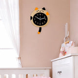 Maxbell Animal Wall Clock with Tail Decorative Clock for Kitchen Classroom Kids Room Wood Grain