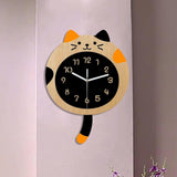 Maxbell Animal Wall Clock with Tail Decorative Clock for Kitchen Classroom Kids Room Wood Grain