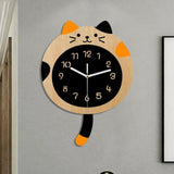 Maxbell Animal Wall Clock with Tail Decorative Clock for Kitchen Classroom Kids Room Wood Grain