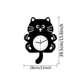 Maxbell Cat Shaped Wall Clock Cute Kids Room Clock for Farmhouse Hotel Cafe black