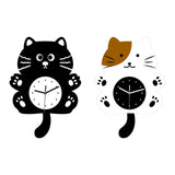 Maxbell Cat Shaped Wall Clock Cute Kids Room Clock for Farmhouse Hotel Cafe black
