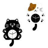 Maxbell Cat Shaped Wall Clock Cute Kids Room Clock for Farmhouse Hotel Cafe black