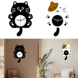 Maxbell Cat Shaped Wall Clock Cute Kids Room Clock for Farmhouse Hotel Cafe black