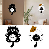 Maxbell Cat Shaped Wall Clock Cute Kids Room Clock for Farmhouse Hotel Cafe black