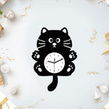 Maxbell Cat Shaped Wall Clock Cute Kids Room Clock for Farmhouse Hotel Cafe black