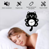 Maxbell Cat Shaped Wall Clock Cute Kids Room Clock for Farmhouse Hotel Cafe black