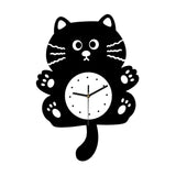 Maxbell Cat Shaped Wall Clock Cute Kids Room Clock for Farmhouse Hotel Cafe black