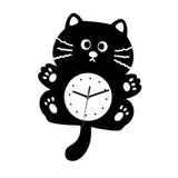 Maxbell Cat Shaped Wall Clock Cute Kids Room Clock for Farmhouse Hotel Cafe black