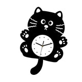 Maxbell Cat Shaped Wall Clock Cute Kids Room Clock for Farmhouse Hotel Cafe black