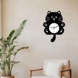Maxbell Cat Shaped Wall Clock Cute Kids Room Clock for Farmhouse Hotel Cafe black