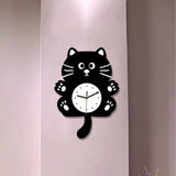 Maxbell Cat Shaped Wall Clock Cute Kids Room Clock for Farmhouse Hotel Cafe black
