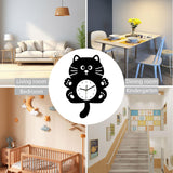 Maxbell Cat Shaped Wall Clock Cute Kids Room Clock for Farmhouse Hotel Cafe black