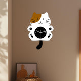 Maxbell Cat Shaped Wall Clock Cute Kids Room Clock for Farmhouse Hotel Cafe brown