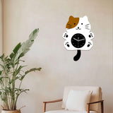 Maxbell Cat Shaped Wall Clock Cute Kids Room Clock for Farmhouse Hotel Cafe brown