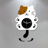 Maxbell Cat Shaped Wall Clock Cute Kids Room Clock for Farmhouse Hotel Cafe brown