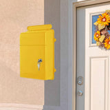 Maxbell Wall Mounted Mailbox Wide Opening Collection Box for Cards Newspapers School Yellow