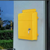 Maxbell Wall Mounted Mailbox Wide Opening Collection Box for Cards Newspapers School Yellow
