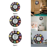 Maxbell Wall Clock Billiards Theme Silent Collection Circular for Loft Hotel Bedroom 8 inch