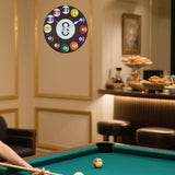 Maxbell Wall Clock Billiards Theme Silent Collection Circular for Loft Hotel Bedroom 8 inch