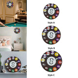 Maxbell Wall Clock Billiards Theme Silent Collection Circular for Loft Hotel Bedroom 8 inch