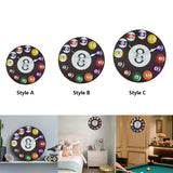 Maxbell Wall Clock Billiards Theme Silent Collection Circular for Loft Hotel Bedroom 8 inch