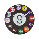 Maxbell Wall Clock Billiards Theme Silent Collection Circular for Loft Hotel Bedroom 8 inch