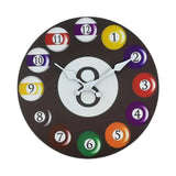 Maxbell Wall Clock Billiards Theme Silent Collection Circular for Loft Hotel Bedroom 10 inch