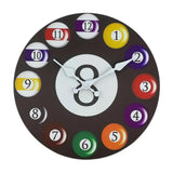 Maxbell Wall Clock Billiards Theme Silent Collection Circular for Loft Hotel Bedroom 12 inch