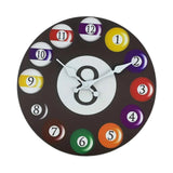 Maxbell Wall Clock Billiards Theme Silent Collection Circular for Loft Hotel Bedroom 12 inch