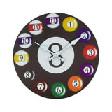 Maxbell Wall Clock Billiards Theme Silent Collection Circular for Loft Hotel Bedroom 12 inch
