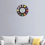 Maxbell Wall Clock Billiards Theme Silent Collection Circular for Loft Hotel Bedroom 12 inch