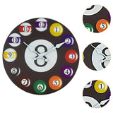 Maxbell Wall Clock Billiards Theme Silent Collection Circular for Loft Hotel Bedroom 12 inch
