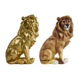 Maxbell Small Lion Statue Modern Resin Sculpture for Bedroom NightStand Coffee Table Gold