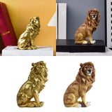 Maxbell Small Lion Statue Modern Resin Sculpture for Bedroom NightStand Coffee Table Gold