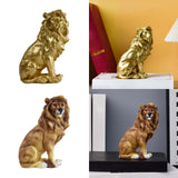 Maxbell Small Lion Statue Modern Resin Sculpture for Bedroom NightStand Coffee Table Gold