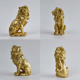 Maxbell Small Lion Statue Modern Resin Sculpture for Bedroom NightStand Coffee Table Gold