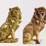 Maxbell Small Lion Statue Modern Resin Sculpture for Bedroom NightStand Coffee Table Gold