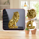 Maxbell Small Lion Statue Modern Resin Sculpture for Bedroom NightStand Coffee Table Gold