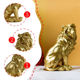 Maxbell Small Lion Statue Modern Resin Sculpture for Bedroom NightStand Coffee Table Gold